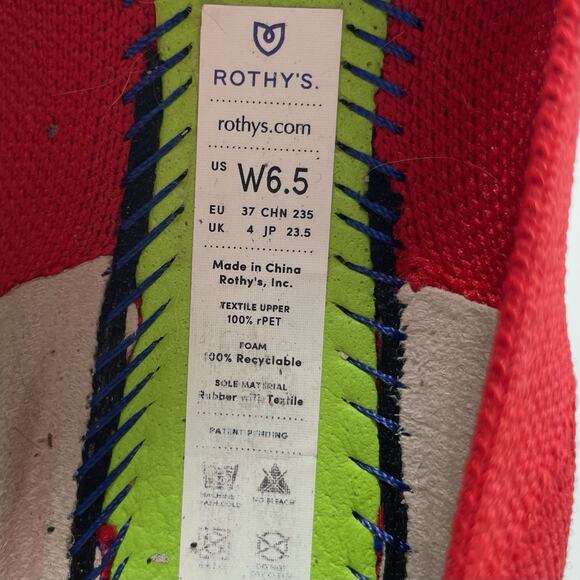 Rothy’s The Flats Round Toe Ballet Flat Shoes Women's Size 6.5 Scooter Red - Picture 8 of 9